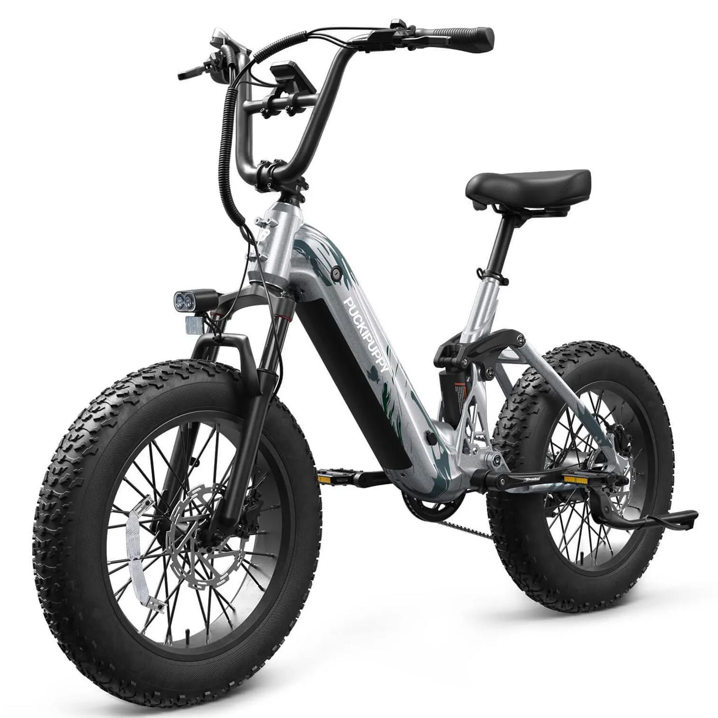 PUCKIPUPPY Corgi Electric Bike Mountain Ebike 20'' Fat Tire 960W 48V 20Ah Full Suspension Electric Bicycle with 2-Year Warranty