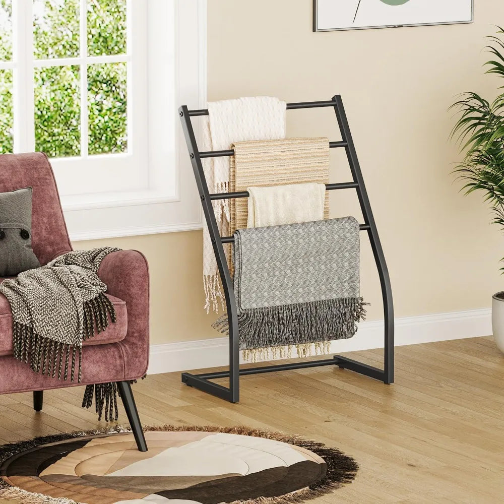 Standing Towel Rack, Towel Racks for Bathroom, 4 Tier Metal Towel Bar Stand, Blanket Ladder Holder