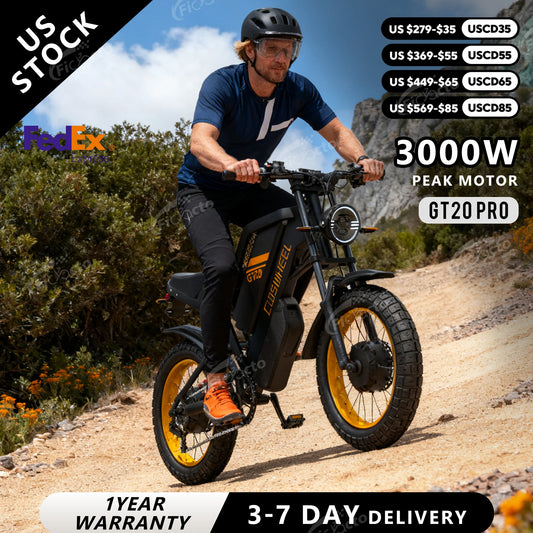 COSWHELL E bike GT20 Pro 3000W Peak Electric Dual Motorcycle 48V40AH Mountain Electric Bike Adult Off-Road 20'' Fat Tire bicycle
