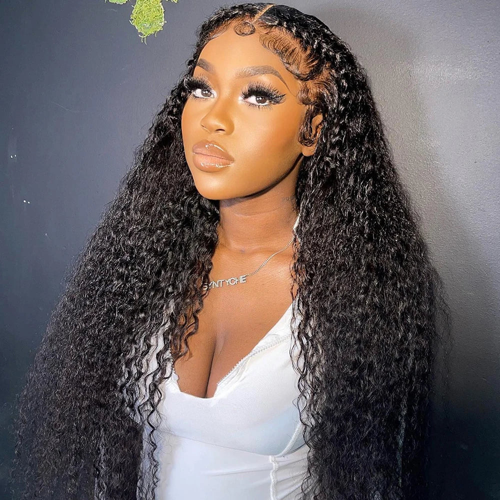 46 Inch Curly Wigs Deep Wave Human Hair 13x6 Lace Frontal Wigs 300% Density Glueless Wigs Human Hair 13x4 360 HD Lace Front Wigs