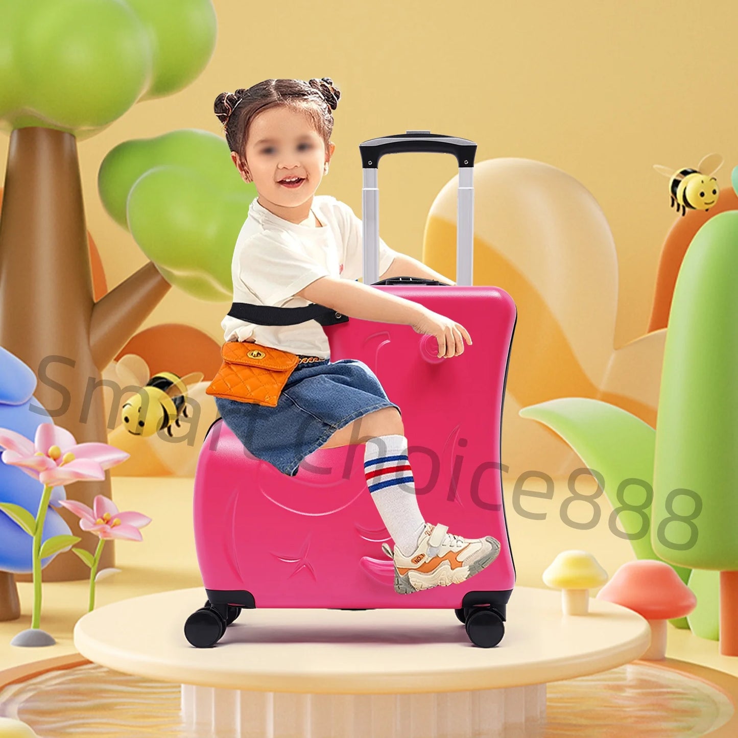 20In Kid's Ride-on Travel Suitcase Trolley Suitcases On Wheels Child Carry On Spinner Rolling Luggage Student Lovely bag