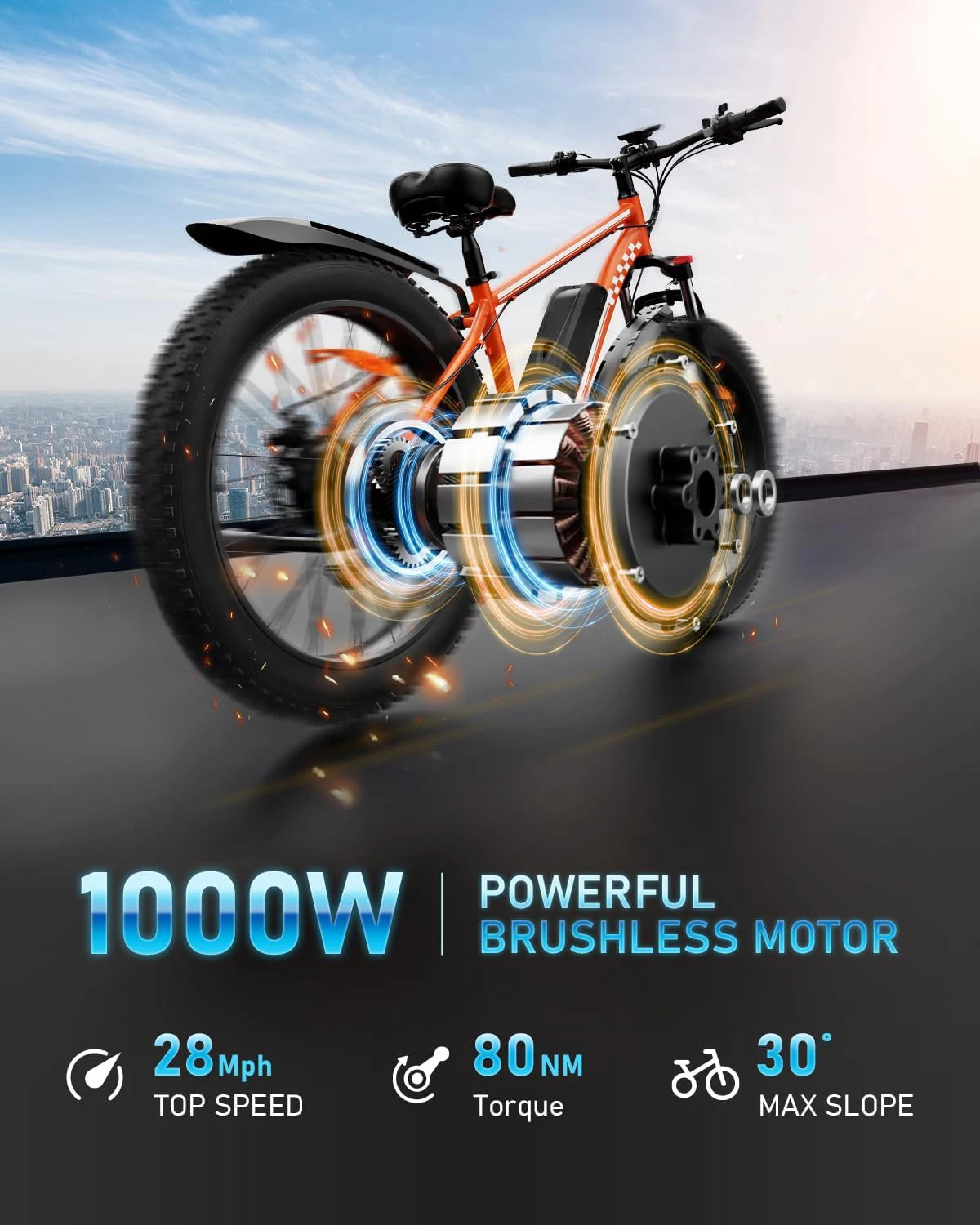 EBike 1000W Peak Power 48V15AH Battery Electric Bikes Double Shock Absorber 26-inch All-terrain Fat Tire Aldult Electric Bicycle