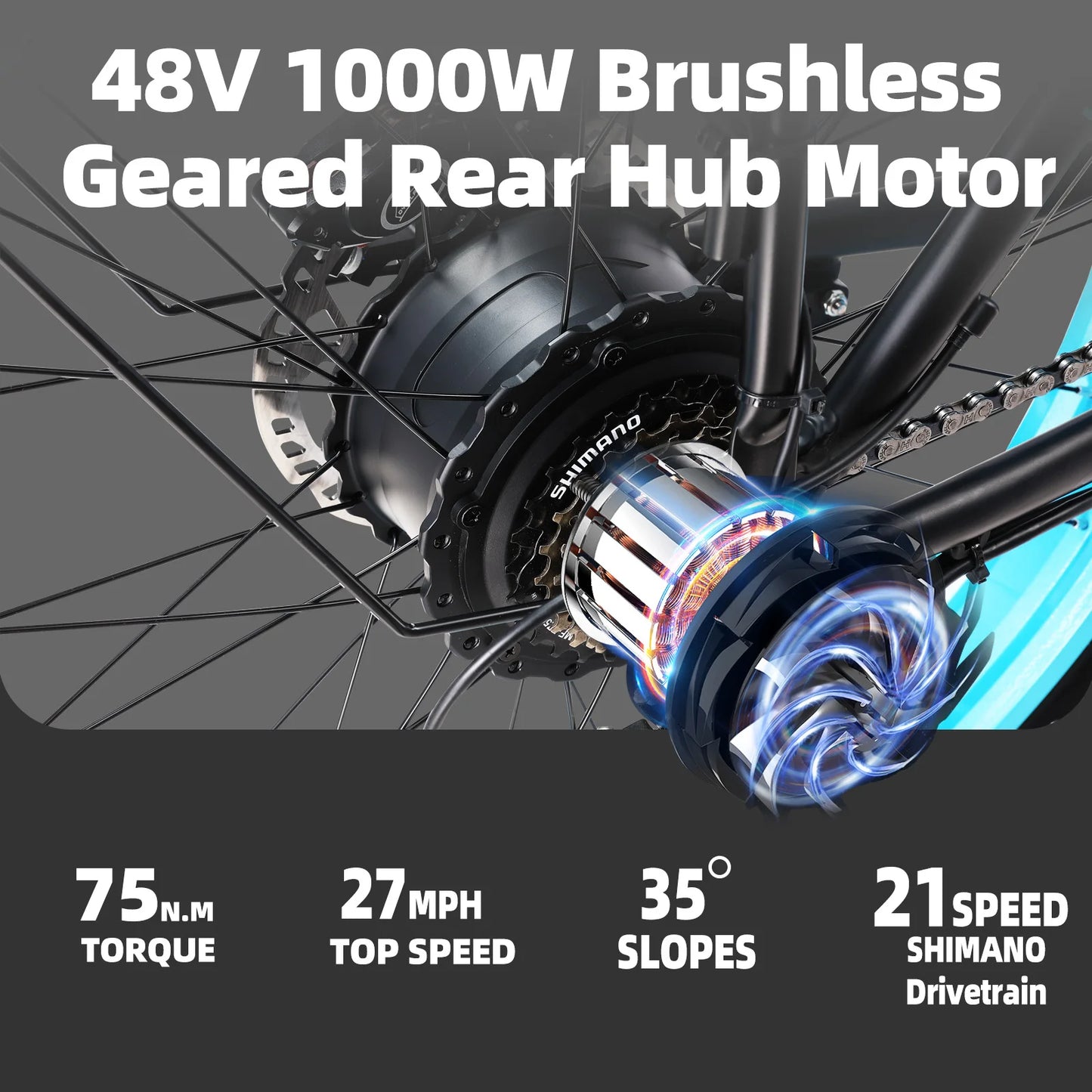 Electric Bike 1000W Motor 48V 20/15AH Lithium Battery E Bike Smart LCD Display 26 Inch All-terrain Fat Tires Electric Bicycle