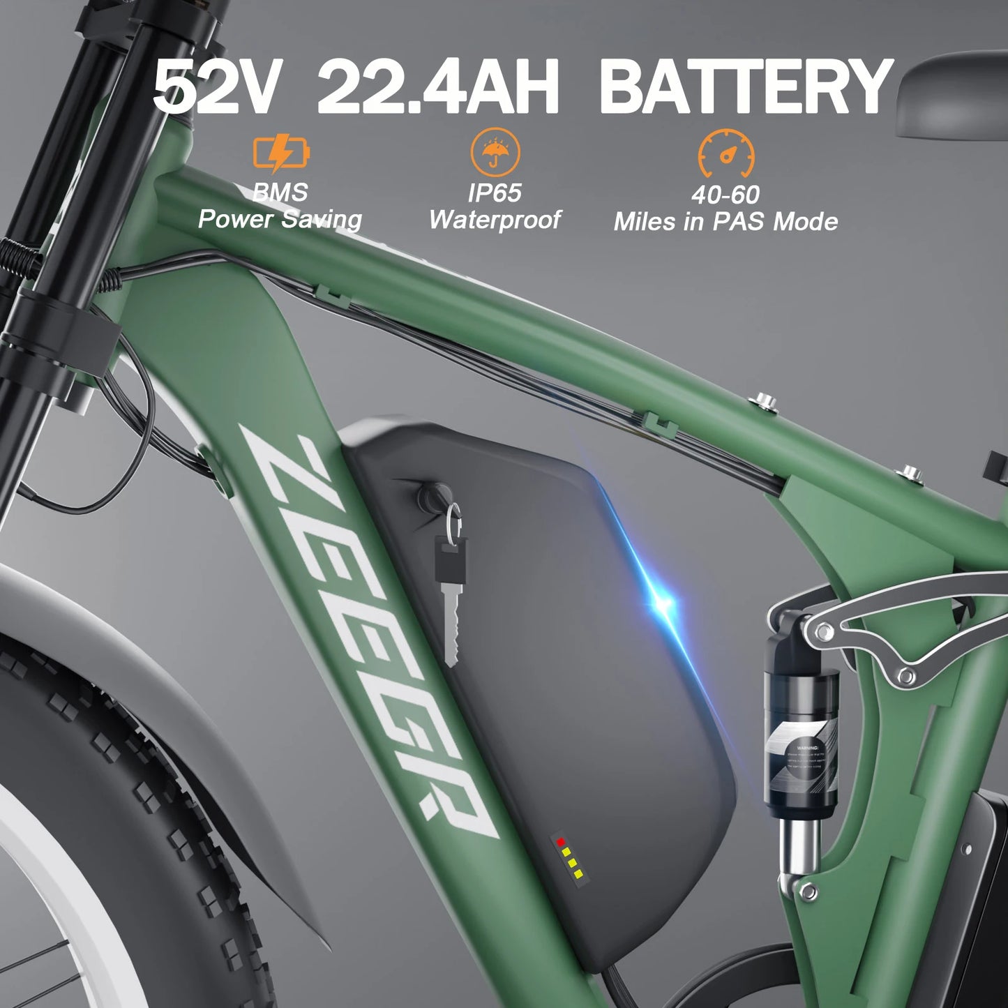 Zeegr S1 Electric Mountain Bike - Dual Motor, Full Suspension, 35MPH Speed, 80 Mile Range, Perfect for Off-Road Adventures