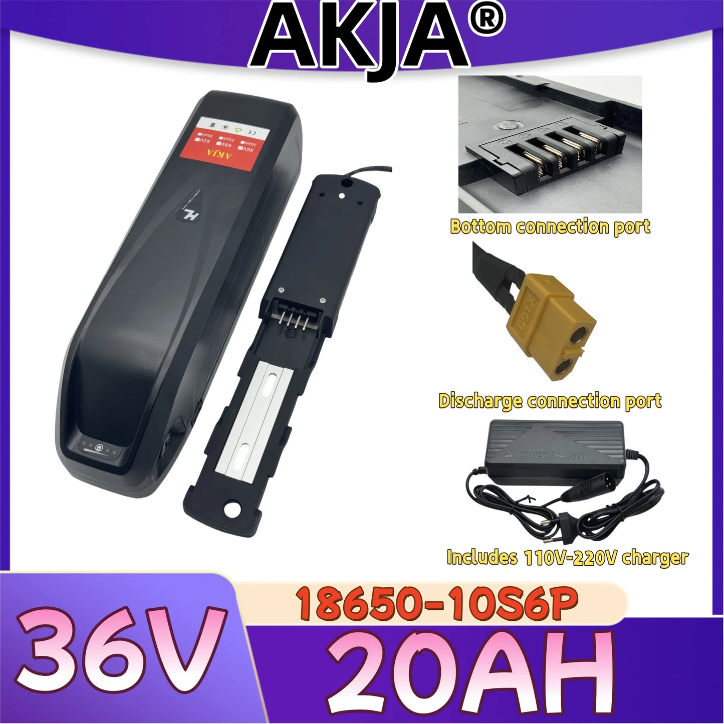Air fast transportation，New Full Capacity Power，18650 Hailong Battery，36V20AH Lithium Battery Pack，Suitable for 250-3000W