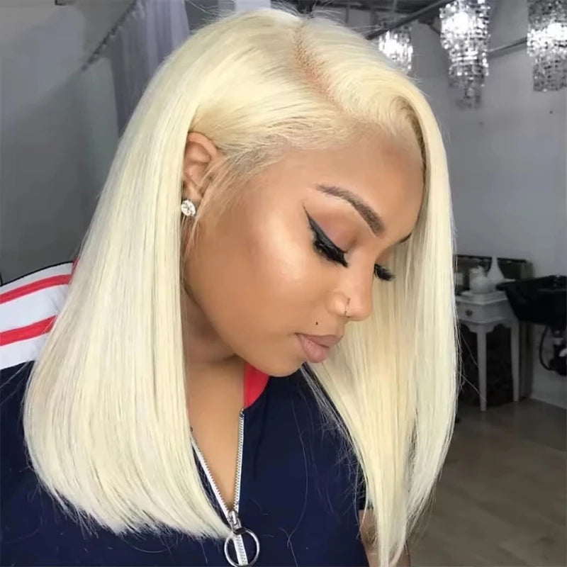 Blonde Bob Wig 613 Human Hair Wig Short 613 Bob Lace Frontal Wig 13x4 Straight Bob Human Hair Wigs #613 Colored Human Hair Wigs