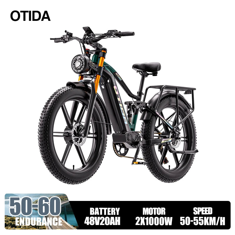 OTIDA OT80 Electric Bike 2000W Dual Motors,48V20AH Battery Long Range,26Inch MTB Electric Bicycle for Adults,Off-Road Ebike