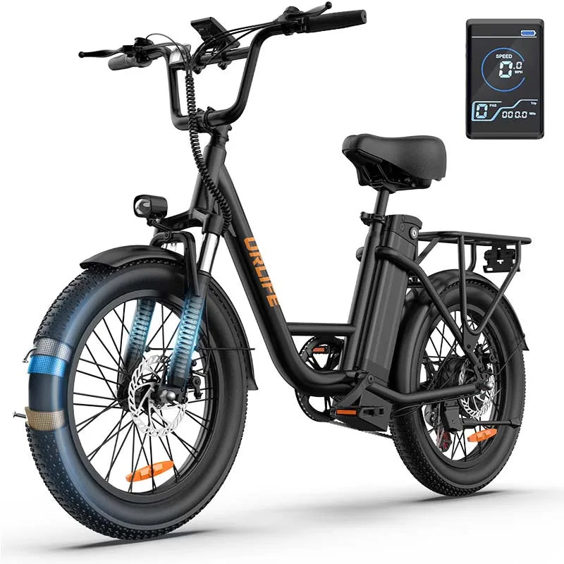 URLIFE E20 adult E-bike 250W 48V 13Ah battery commute Electric Bike,20-inch Fat Tire city ebike