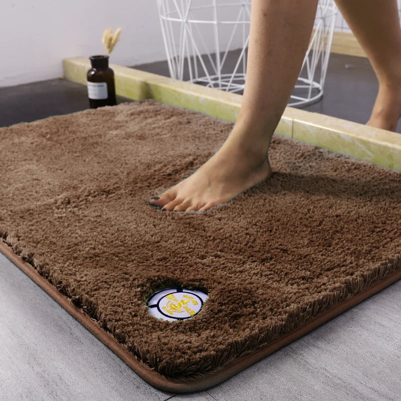 Non-slip Absorbent Bathroom Mat Long Hair Polyester Microfiber Quick Dry Nonslip Super Absorbent Bath Rug