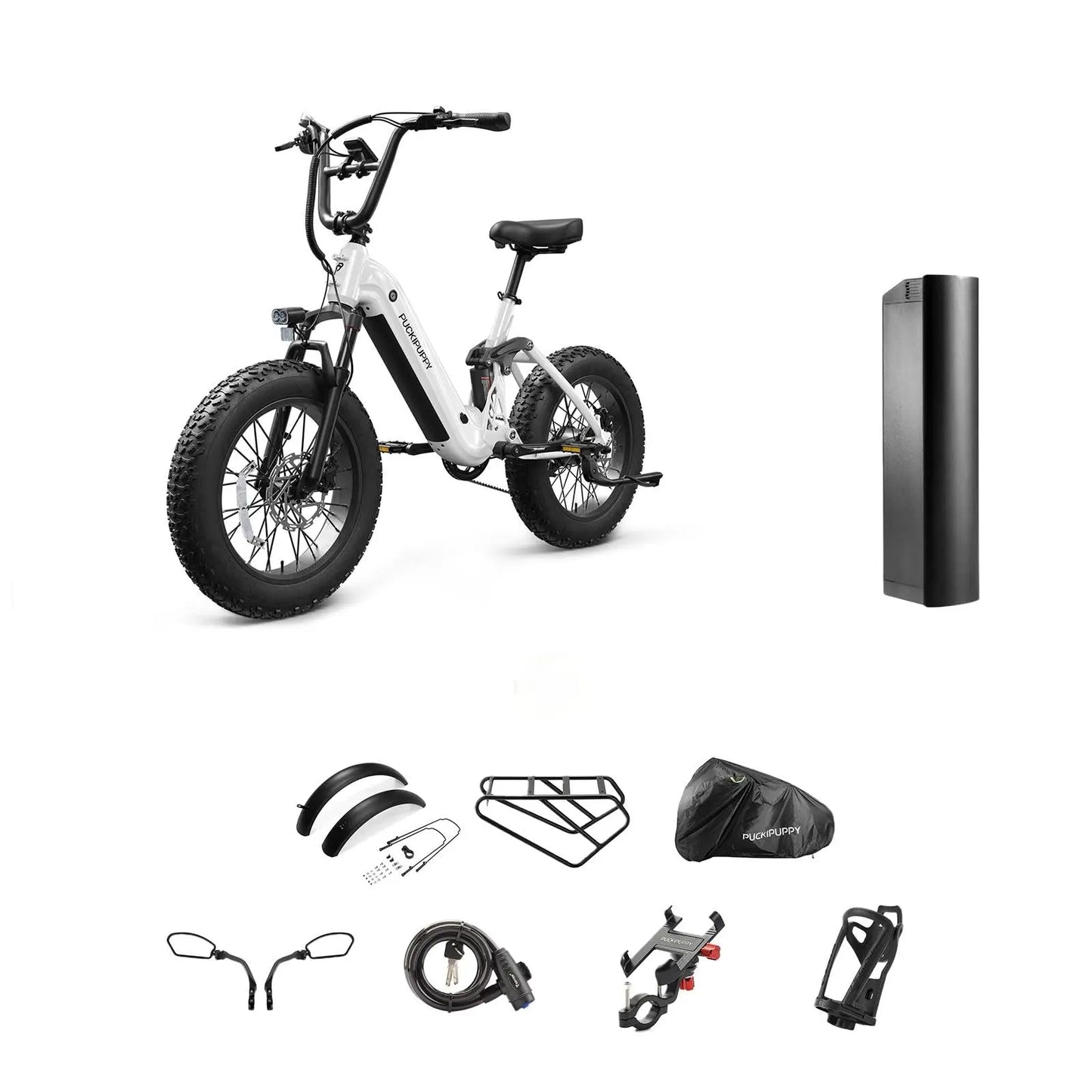 PUCKIPUPPY Corgi Electric Bike Mountain Ebike 20'' Fat Tire 960W 48V 20Ah Full Suspension Electric Bicycle with 2-Year Warranty