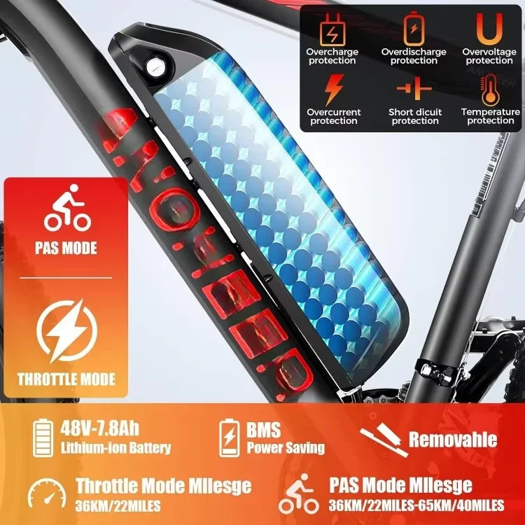 Tool Electric Bike for Adults, 26" Sunshine Commuter Ebike Guaranteed Authentic.[Peak 500W Motor] Electric Mountain Bike