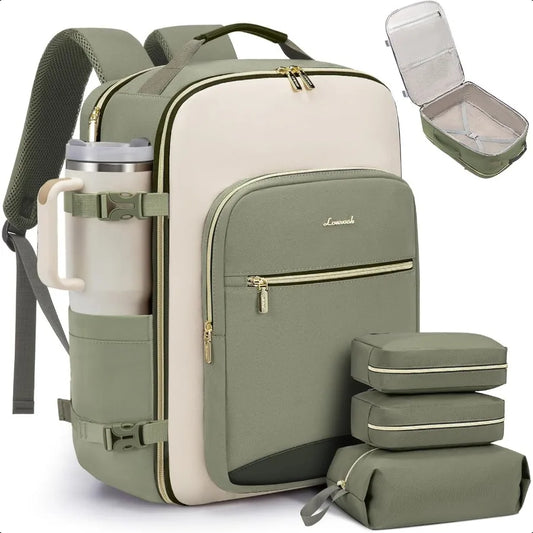 40L Travel Backpack for Women Men Airline Appd Carry On Lage with 3 Packing Cubes TSA Overnight Bags Waterproof Personal Item B