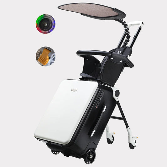 Travel in Style with Large Suitcases Featuring Child Seat Design and Spinner Wheels, 20 inch Expandable Rolling Luggage