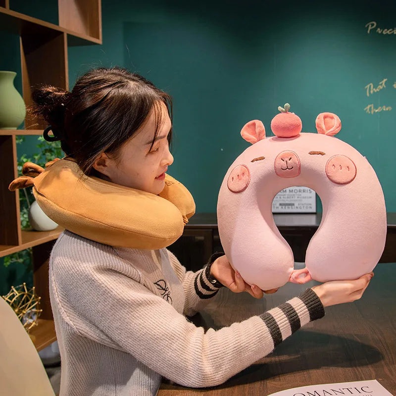 New Travel Neck Pillow U-Shape Neck Protection Head Rest Neck Pillow Nap Pillow Memory Cotton Soft Airplane Pillow