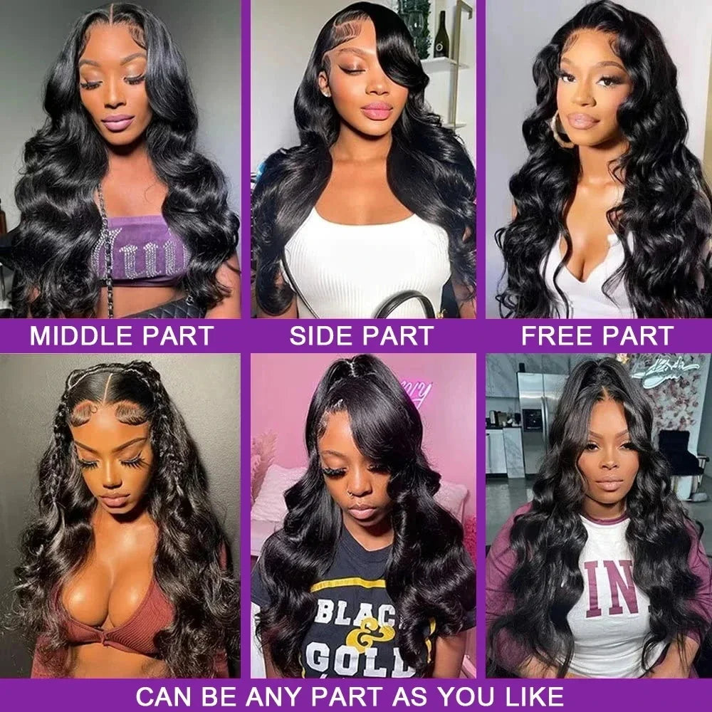 Brazilian HD Transparent 13x4 13x6 360 Body Wave Lace Front Wig Pre Plucked 100% Human Hair Wigs For Women 4x4 Lace Closure Wig