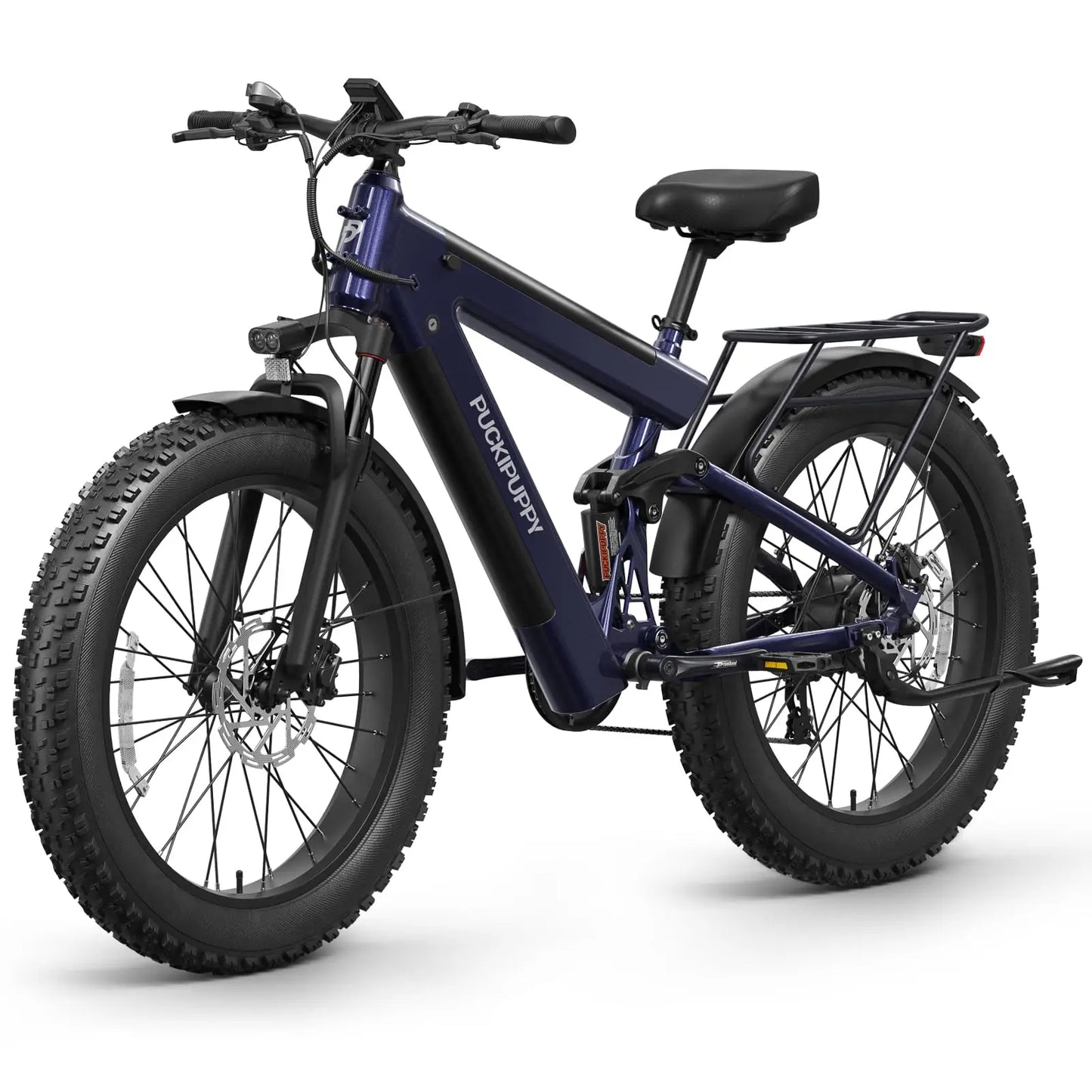 PUCKIPUPPY Dual Battery Electric Bike for Adults 1350W 48V 30AH Ebike 26" Fat Tire Full Suspension Electric Mountain Bike