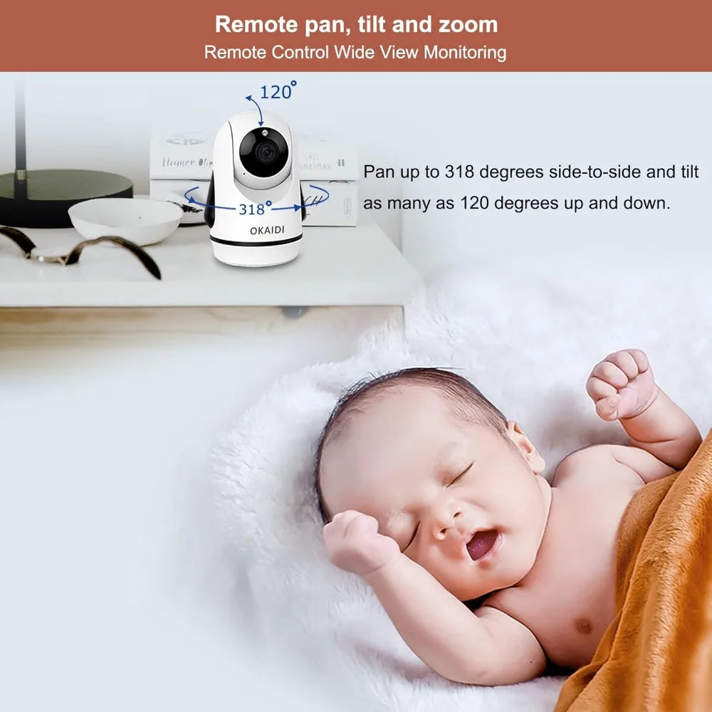 Video Baby Monitor with 3 Cameras, 5" Display Baby Monitor No WiFi, 30H Battery and 1000ft Range, 2-Way Talk, 8 Lullabies, Remot