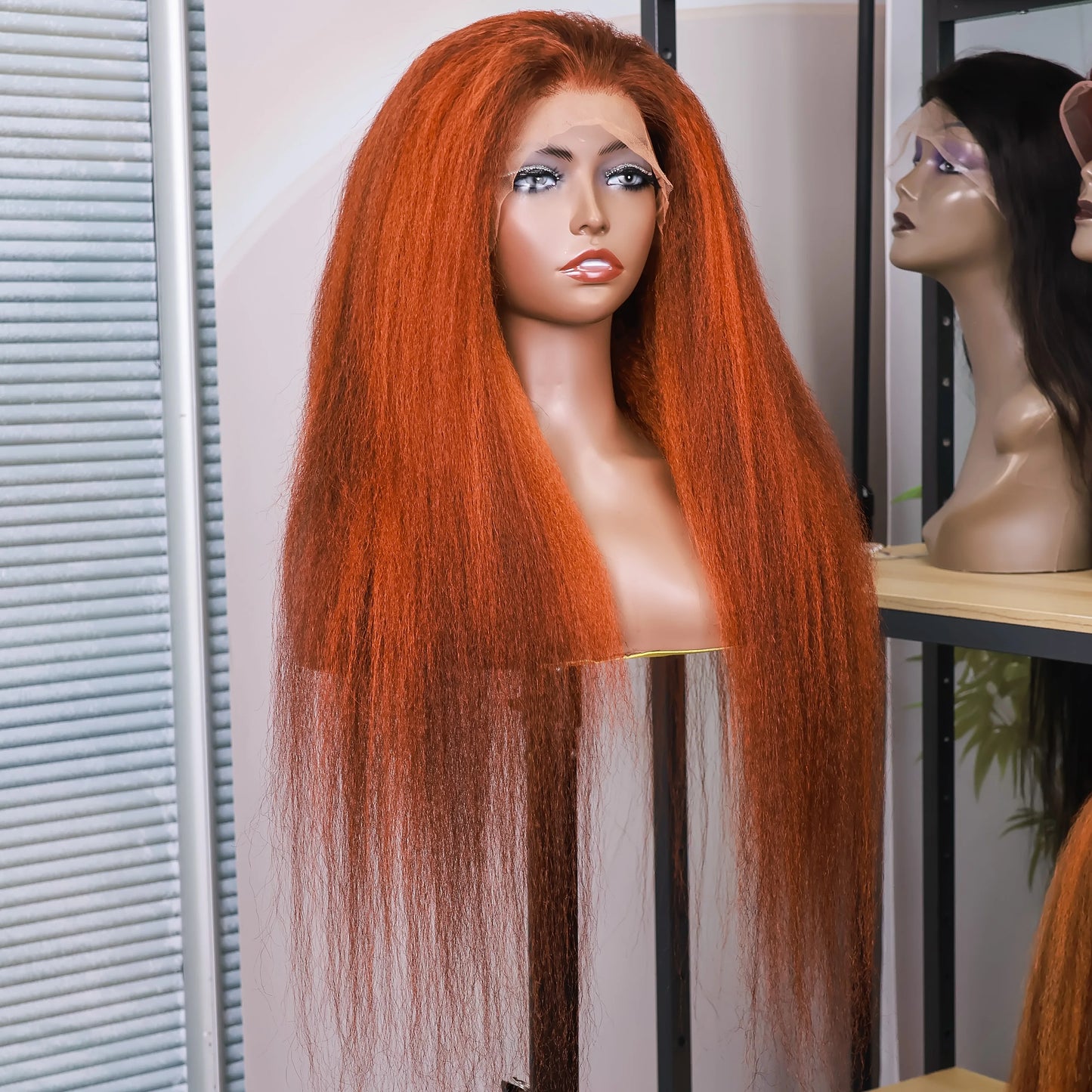 Kinky Straight 4/350 Highlight 13x6 HD Lace Frontal Human Hair Wigs Ginger Brown Piano Colored Yaki Straight Human Hair Wig 200%