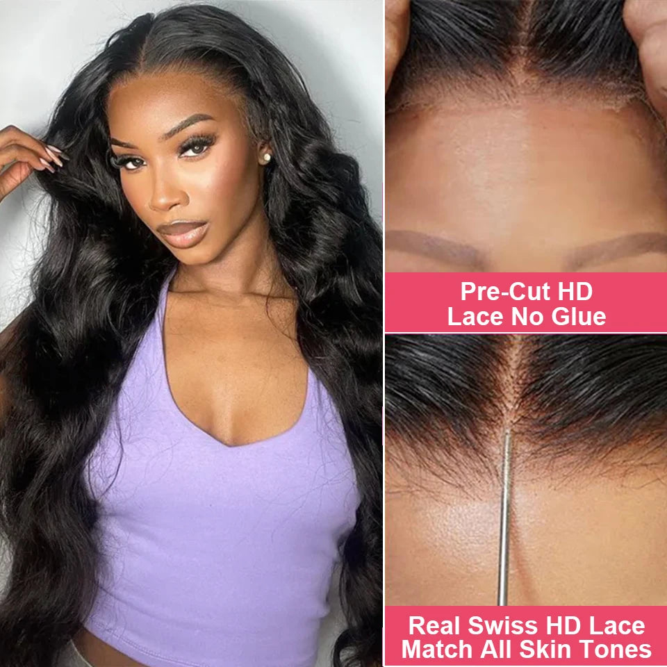 6x4 Pre Cut Glueless Wig Human Hair Ready To Wear And Go Preplucked Body Wave 13x6 HD Lace Frontal Human Hair Wigs For Women 200