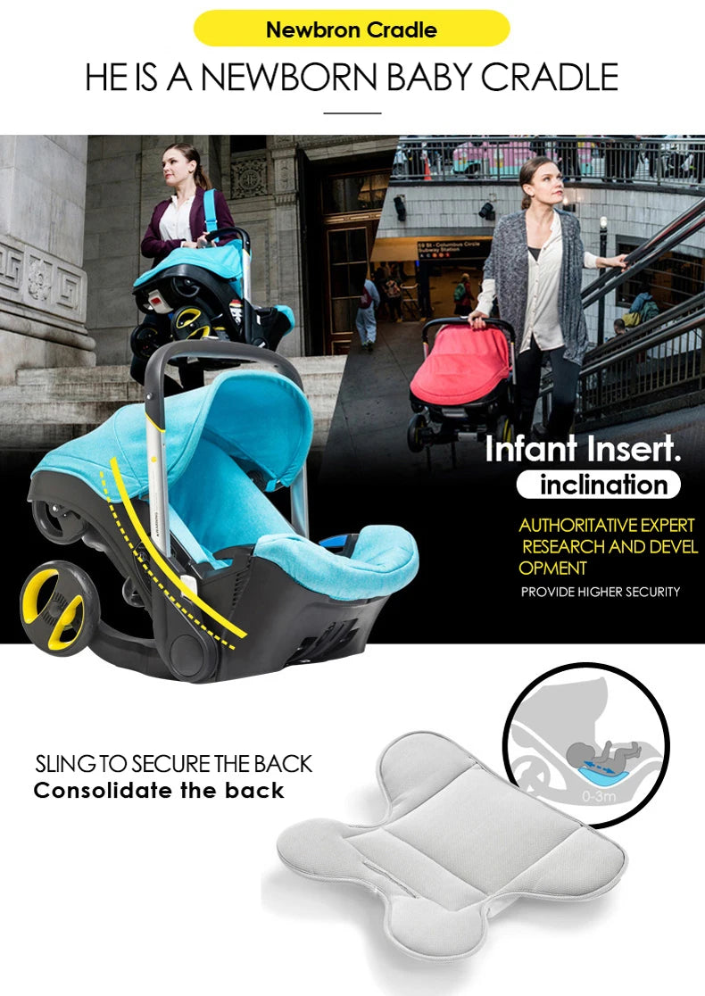 4 in 1 Baby Stroller Lightweight Stroller Baby Carriage Baby pram Baby Safety Cart Carriage Travel System High Quality Senior