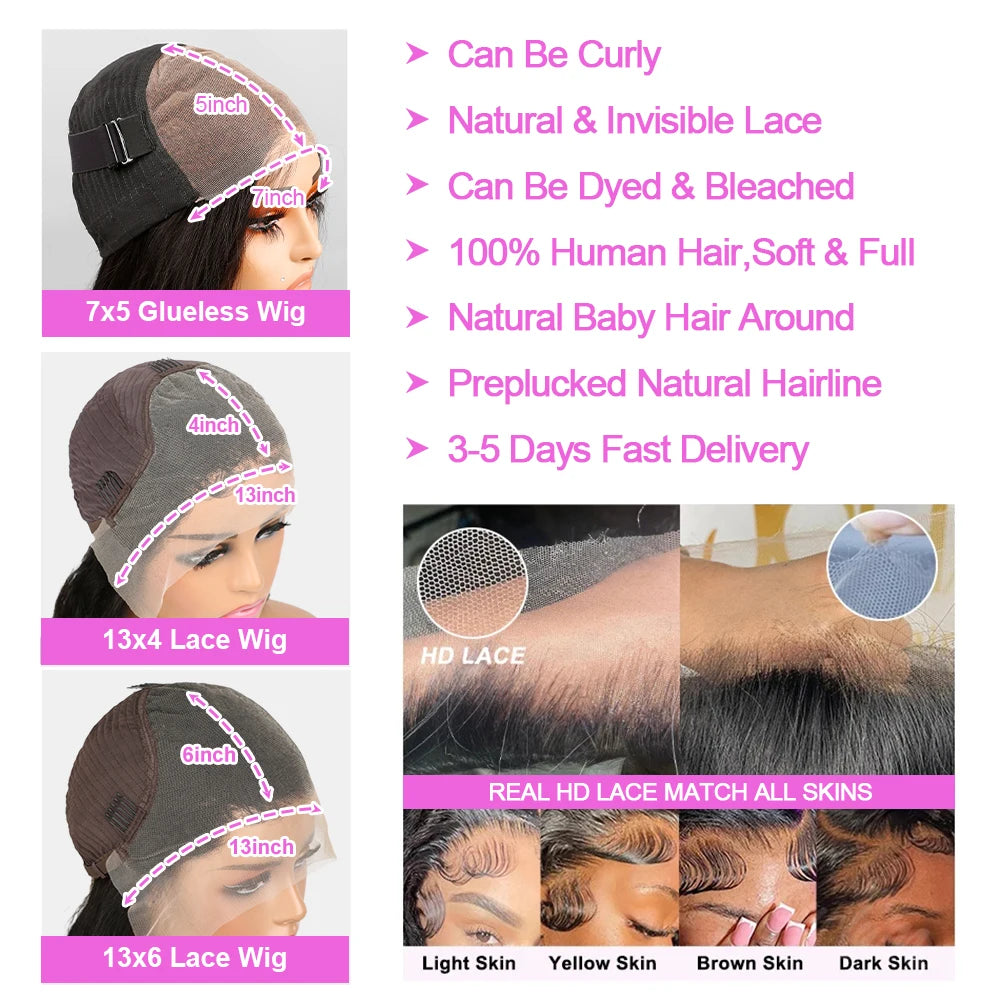 5X5 4X4 Glueless Body Wave Bob Wigs 13X4 13x6 HD Lace Frontal Wig 100% Human Hair Natural Wave Wig Short Bob Wigs of Women