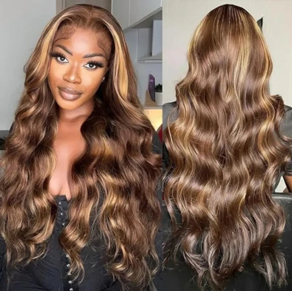 427 Highlight Body Wave Human Hair Wigs 13X6 Hd Lace Frontal Wig 230 Density Brazilian Colored 40 Inch Lace Front Wigs For Women