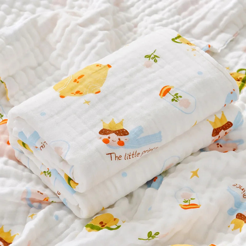 Baby bath towel, cotton four layer gauze, high-density baby product, newborn children's blanket towel, wrapped in newborn duvet