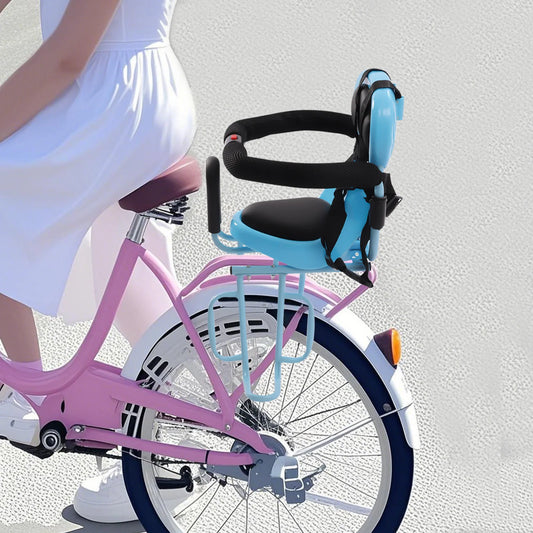 Safe Seat Cushion Rear Child Bike Seat Kids Seats with Safety Belt Attachment to Bike for Children 6 Months -6 Years Blue