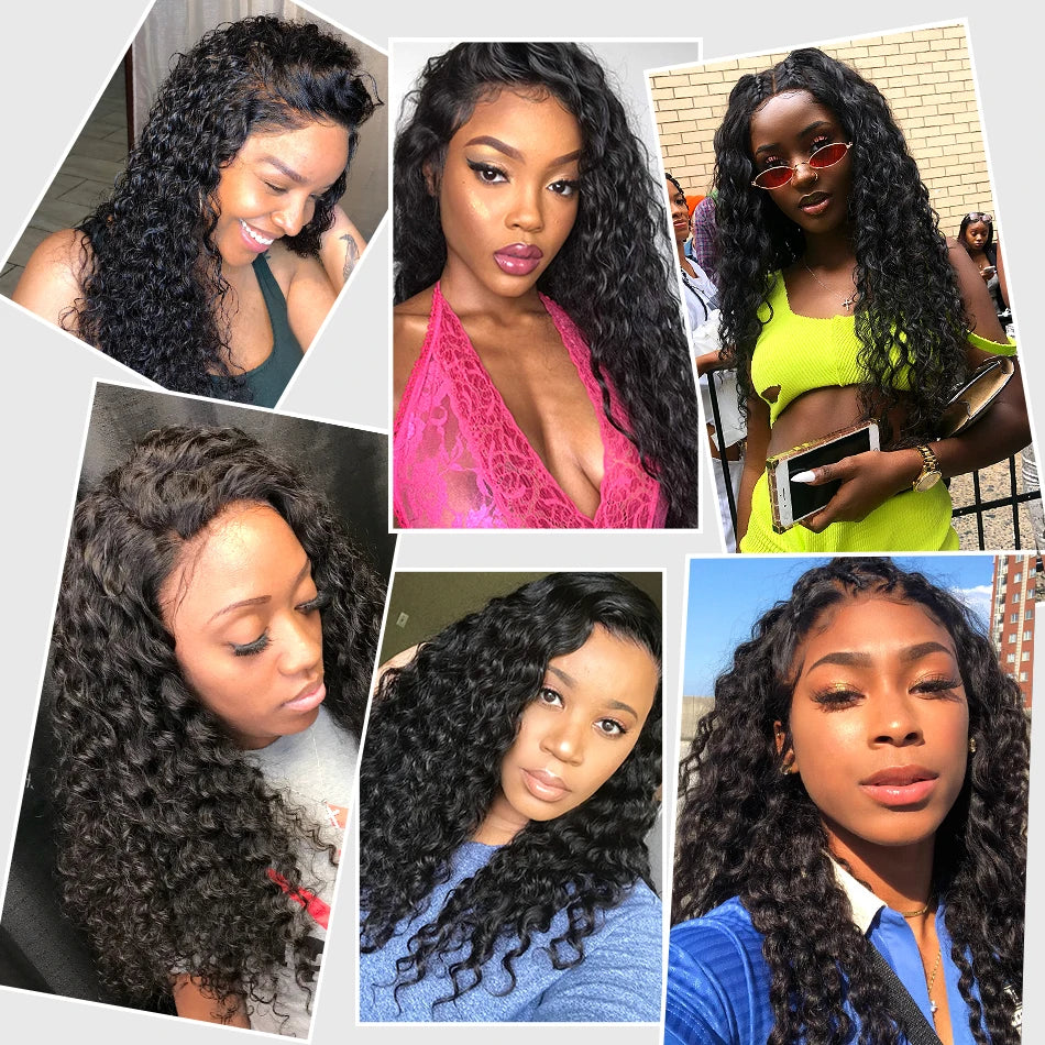 Kinky Curly Wigs Human Hair Wig 13x6 HD Lace Frontal Wig Brazilian Deep Water Wave HD Lace Front 100% Human Hair Wigs For Women