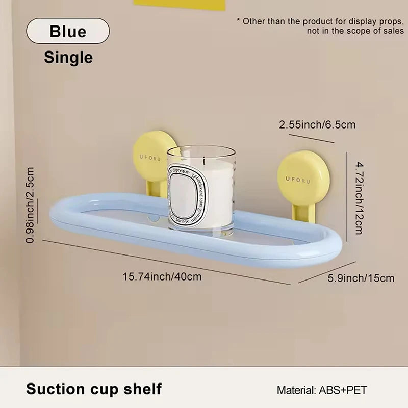 Suction Cup Oval Shelf Bathroom Perforation-free Wall-mounted Shower Gel Hand Sanitizer Dopamine Storage Shelf