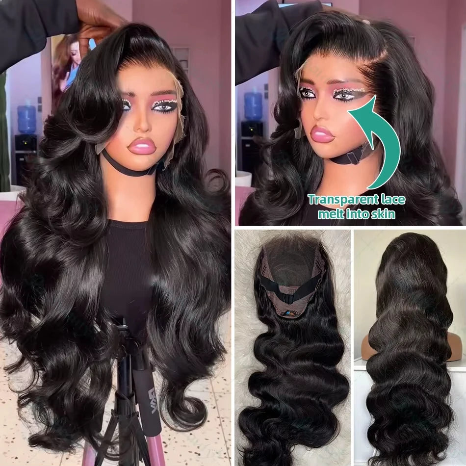 13x6 Lace Front Wigs Human Hair 180 Density Hd Body Wave Lace Frontal Human Hair Wigs For Women Glueless Pre Plucked Black Wig