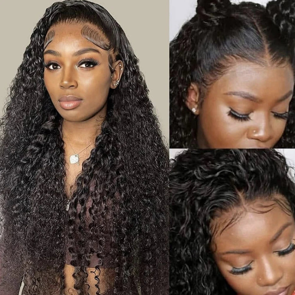 Kinky Curly Wigs Human Hair Wig 13x6 HD Lace Frontal Wig Brazilian Deep Water Wave HD Lace Front 100% Human Hair Wigs For Women