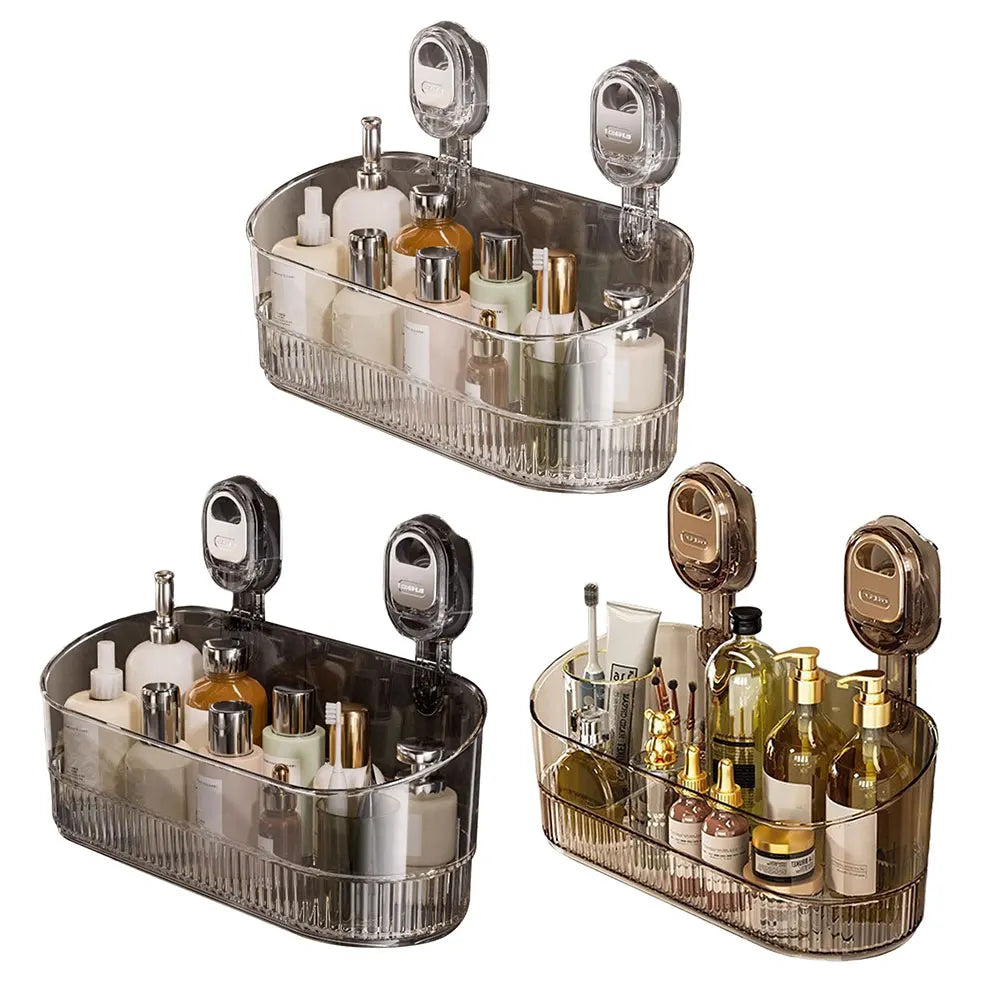 No-Drill Bathroom Suction Storage Box Large Capacity & Strong Load-Bearing Removable Shower Basket Suction Cup Shower Caddy