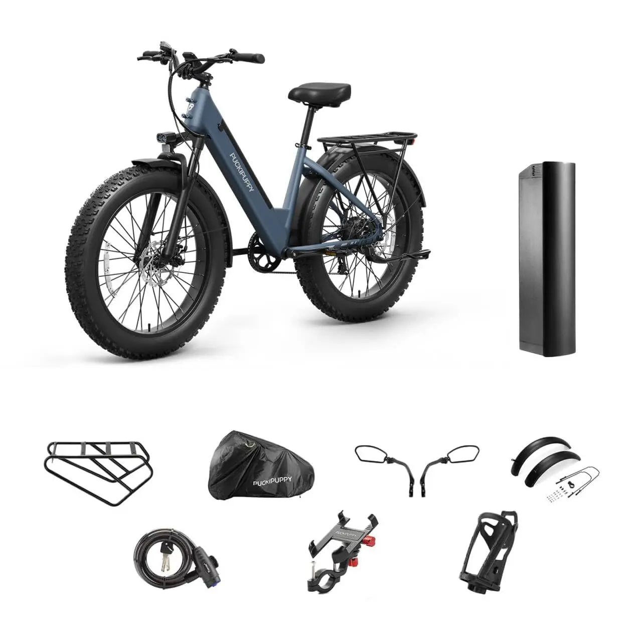 PUCKIPUPPY Samoyed Electric Bike for Adults 960W Peak 48V 15AH Electric Bicycle 26" Fat Tire Commuter E-Bike 2-Year Warranty