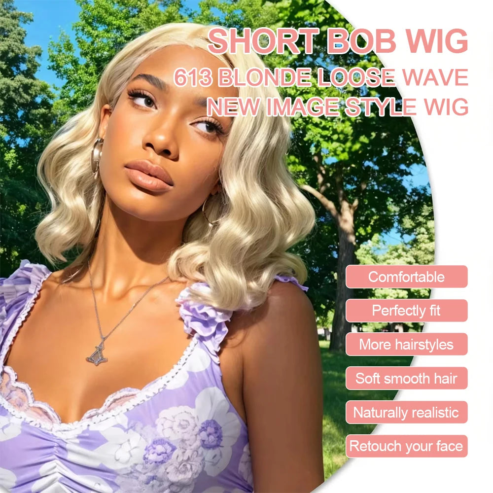 613 Blonde Lace Front Wig Human Hair Body Wave 13X6 Hd Lace Frontal Wig Short Bob Lace Front Human Hair Wig Hd Lace Wig 16 Inch