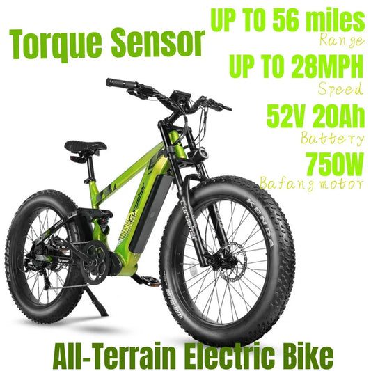 Cyrusher Ranger High-Capacity Battery 250W 20Ah 26 "Color LCD Screen Two-Color Frame for Electric Bicycle E-Bike Torque Sensor