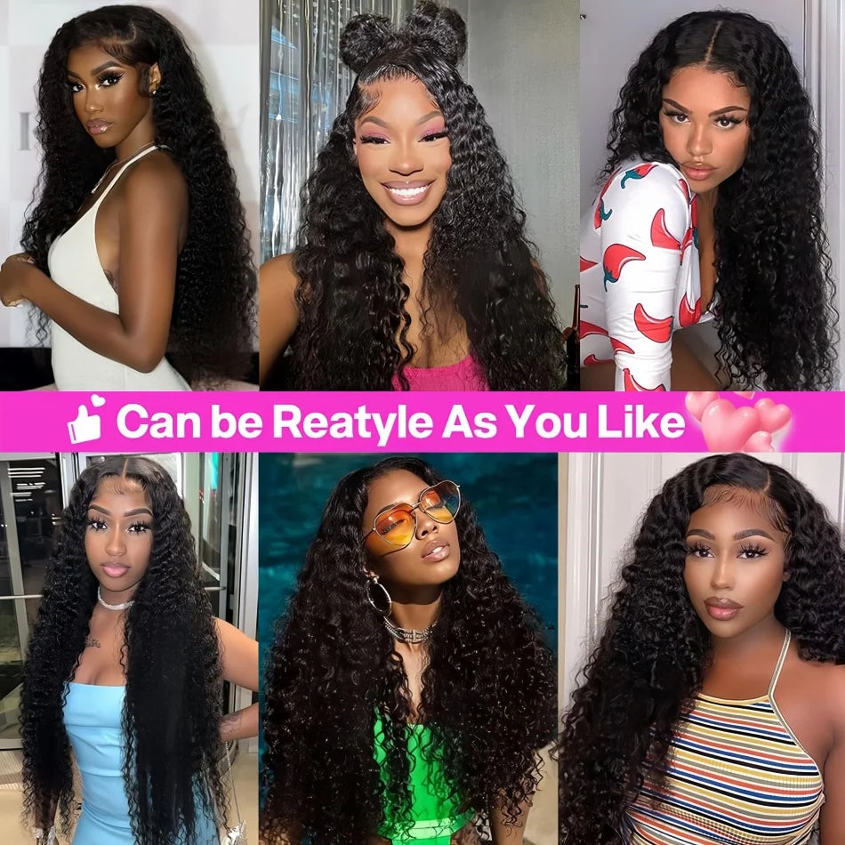 200 Density Water Wave Lace Front Wig 4x4 5x5 Lace Closure Wig 13x4 13x6 hd Lace Frontal 360 Curly Human Hair Wigs for Women
