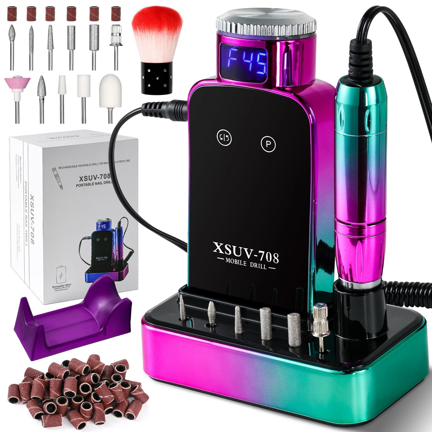 45000RPM Electric Nail Drill Professional Nail Polishing Machine Low Noise Nails Sander File Set For Manicure Salon/Home Tools