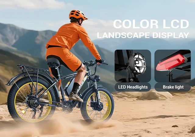 Electric Bike 2000W Dual Motor 60V25AH Removable Lithium Battery E Bike Dual Hydraulic Brakes 26-inch Fat Tires Electric Bicycle