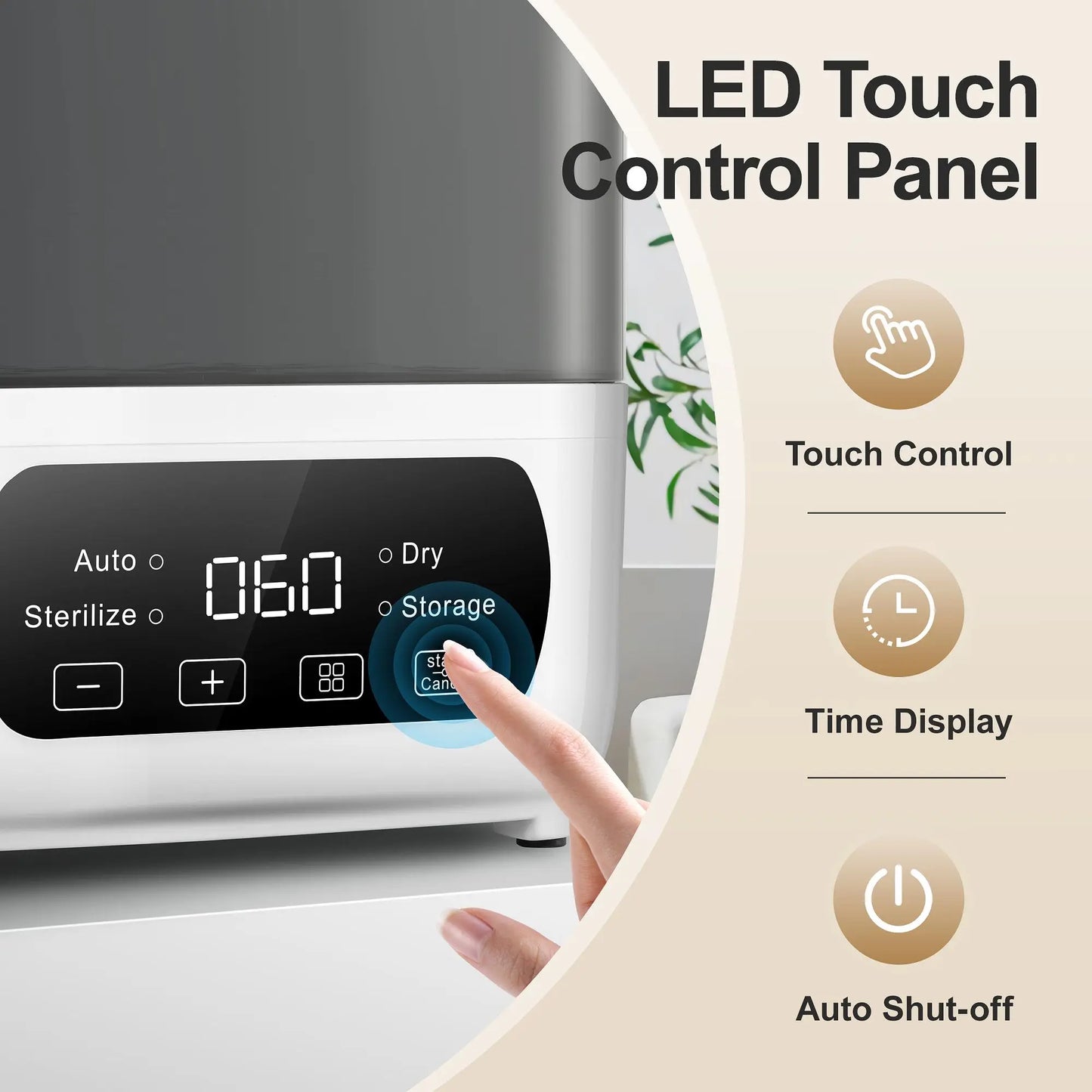4-in-1 Baby Bottle Sterilizer & Dryer | Steam Sanitizer with LED Touch Control & Auto Shut-off - Universal for All Bottles