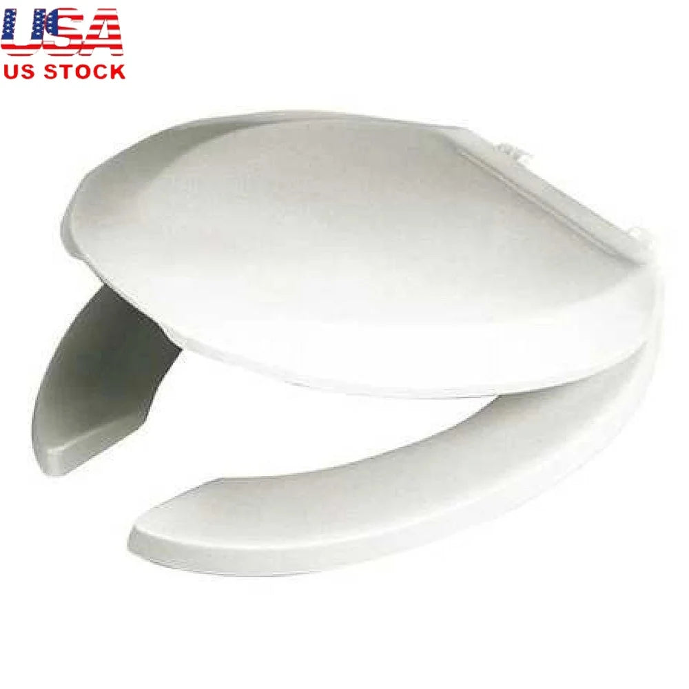 Elongated Toilet Seat with Cover Polypropylene Plastic Standard Bolts 300 lb Capacity ANSI Compliant White Bathroom Accessory