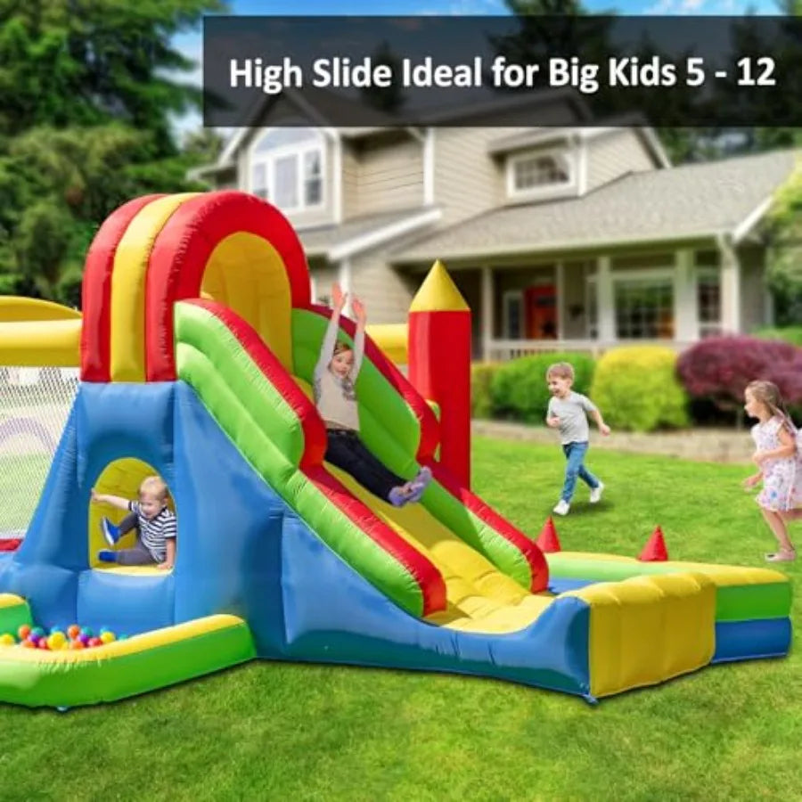 Large Bounce House for Big Kids – Inflatable Playground with Tall Slide, Climbing Wall, Water Pool, Bouncy Ball Pit, Tunnel, Rin