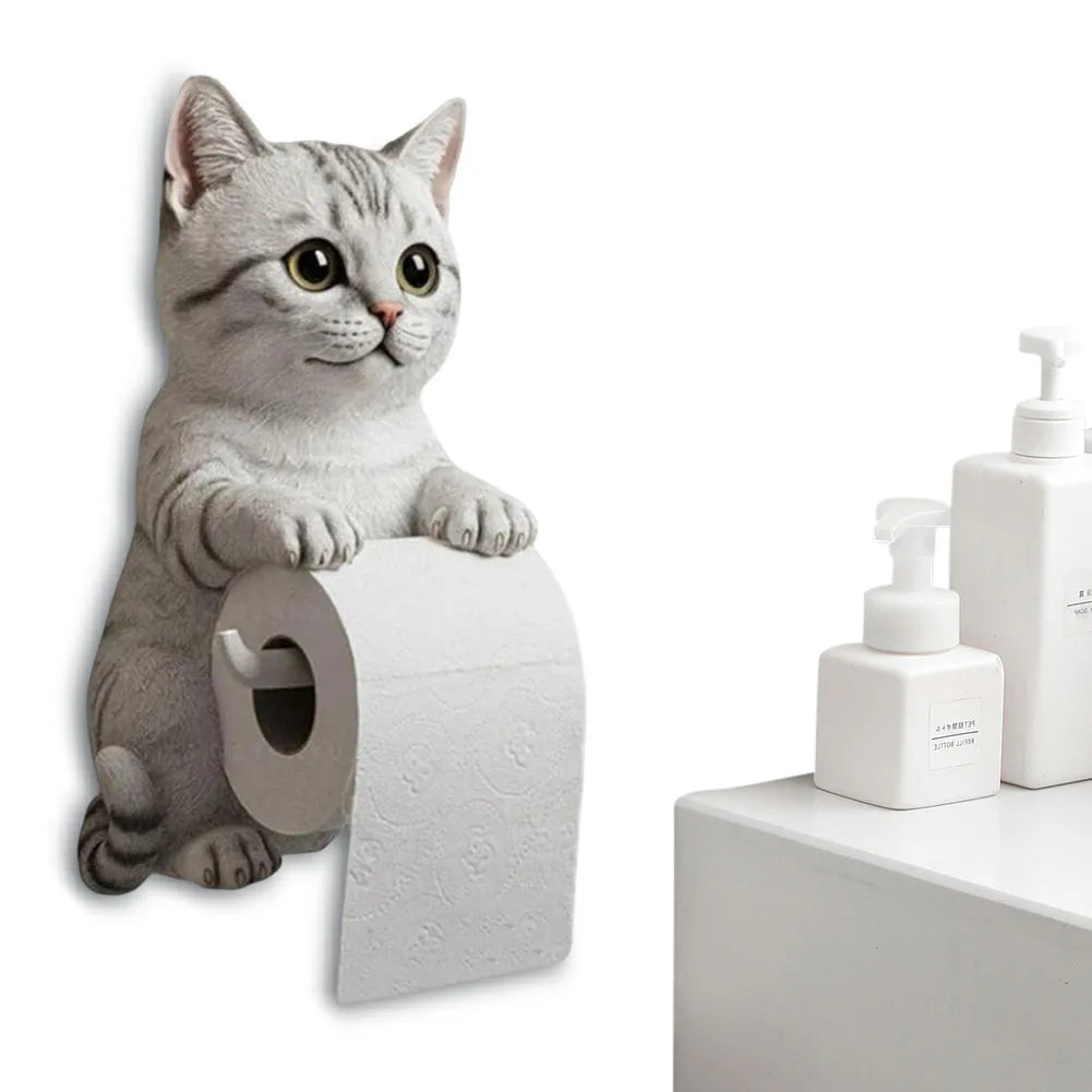 Cute Toilet Paper Holder Wall Mounted Toilet Paper Roll Rack Cat Shape Tissue Dispenser Racks Roll Paper Storage Stand For Home