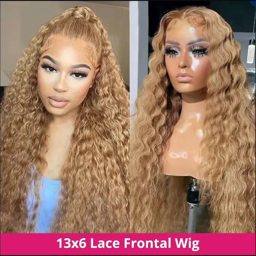 200% Density Lace Front Wig Human Hair 13X6 27 Deep Wave Honey Blonde HD Lace Frontal Curly Wigs For Women Human Hair Wig sale