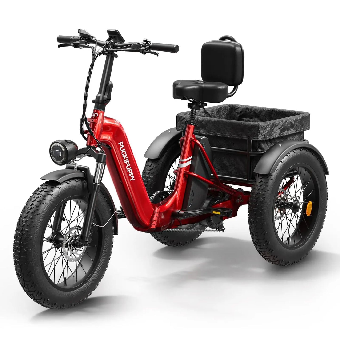PUCKIPUPPY Electric Tricycle for Adult with 960W Peak Motor 60 Miles Range Pickup Class Trike 500 Lbs Load Electric Trike
