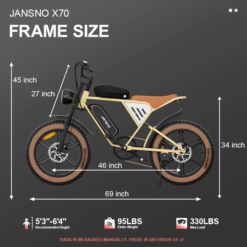 750W 48V 20" Fat Tire E-Bike, 120KM Range Dual Battery, 25° Climb, 330LBS Load, 20" Anti-Puncture Tires, Removable Battery, for