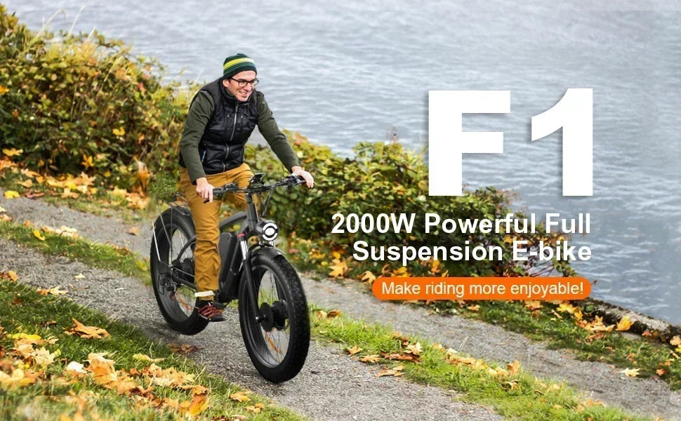 Ebike F1 2025 new 1000W 48V 16AH removable battery, 26-inch impact absorption tires, jungle beasts, adults mountain electric bik