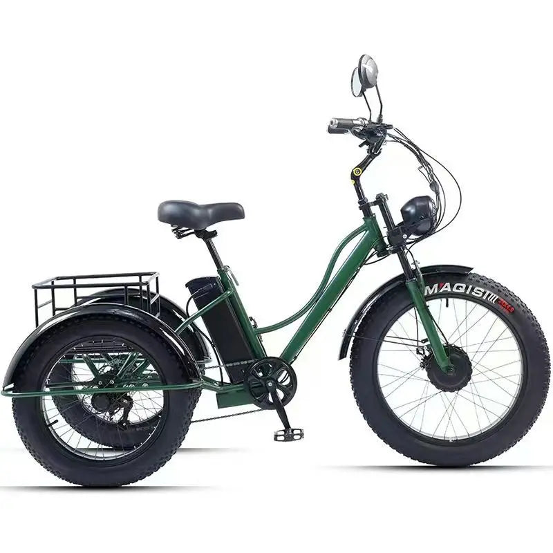 New Electric Tricyle Adult Electric Bicycle 24Inch Fat Tire 750W48V15AH Mobile Battery Mountain Ebike 3Wheel Electric Cargo Bike