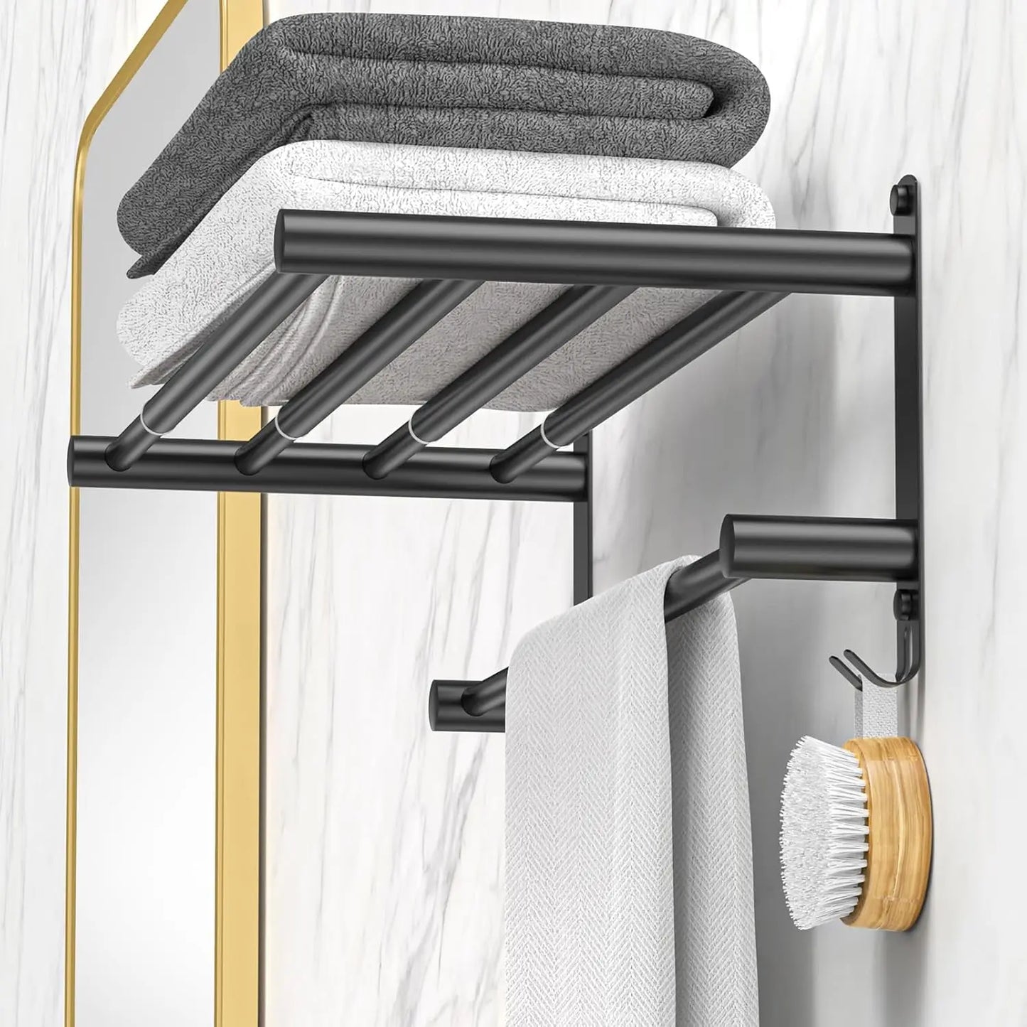 Towel Bar for Bathroom Wall Mount17-30.7inch Adhesive Shower Towel Rack Stainless Steel