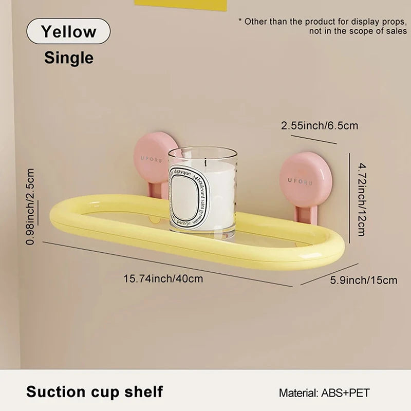 Suction Cup Oval Shelf Bathroom Perforation-free Wall-mounted Shower Gel Hand Sanitizer Dopamine Storage Shelf